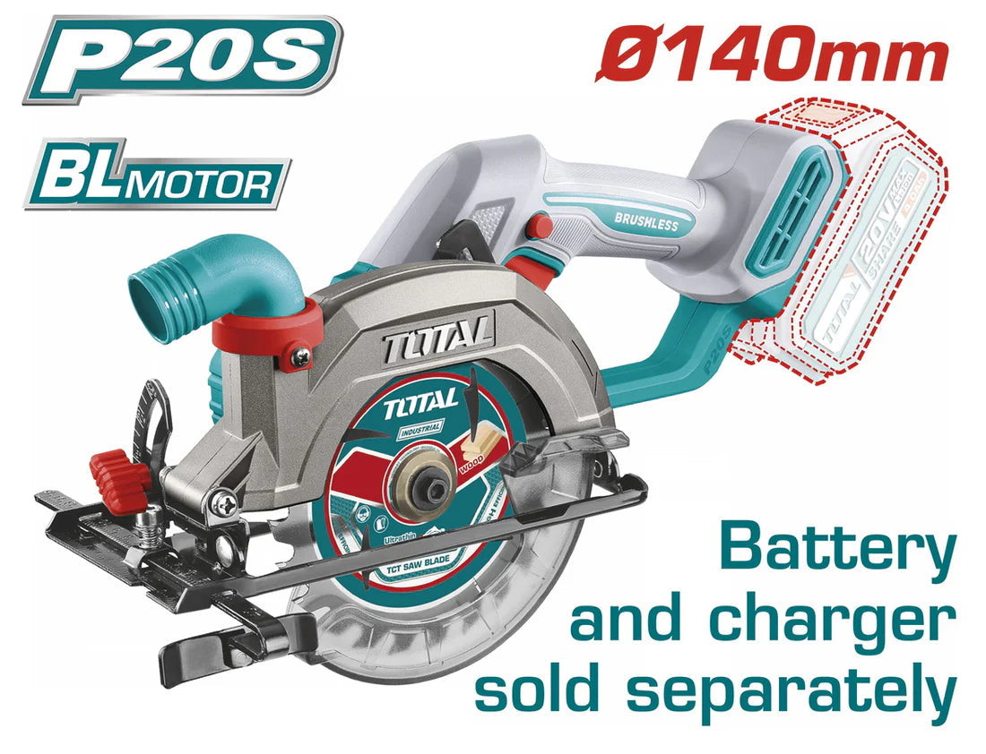 TOTAL 20V Lithium-Ion Cordless Circular Saw 140mm TSLI1402 (Bare Tool) Total